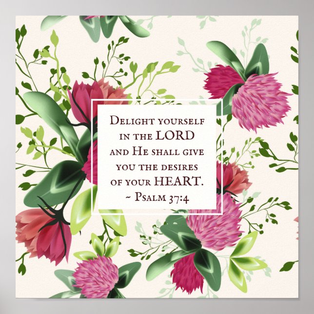 Psalm 37:4 Delight yourself in the Lord Clover Poster (Front)