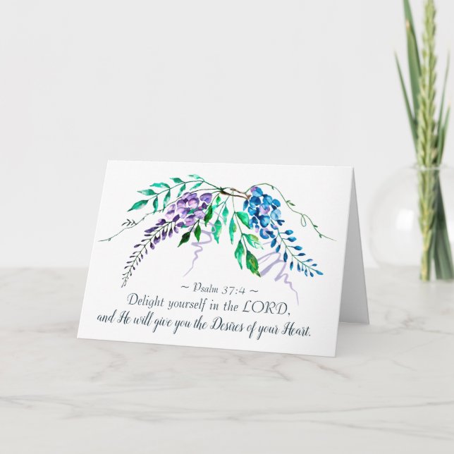 Psalm 37:4 Delight Yourself in the Lord, Floral Card (Front)