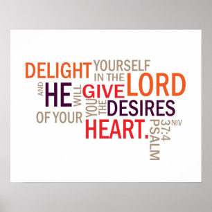 Psalm 37:4 "Desires of Your Heart" Subway Art Poster