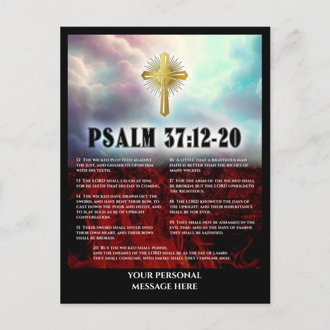 Psalm 37 Verse 12 Thru 20 Heaven And Hell Postcard (Front)