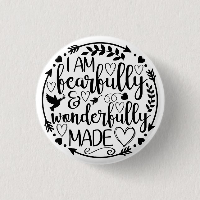 Psalm 39 Wonderfully Made Christian Scripture  3 Cm Round Badge (Front)
