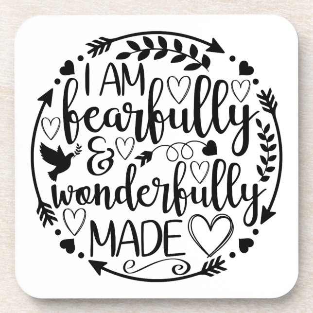 Psalm 39 Wonderfully Made Christian Scripture  Coaster (Front)