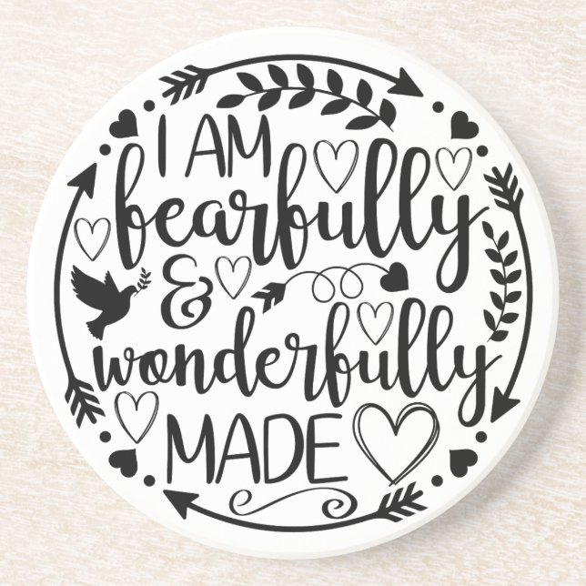 Psalm 39 Wonderfully Made Christian Scripture  Coaster (Front)
