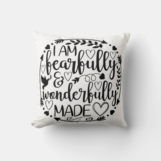 Psalm 39 Wonderfully Made Christian Scripture  Cushion (Front)