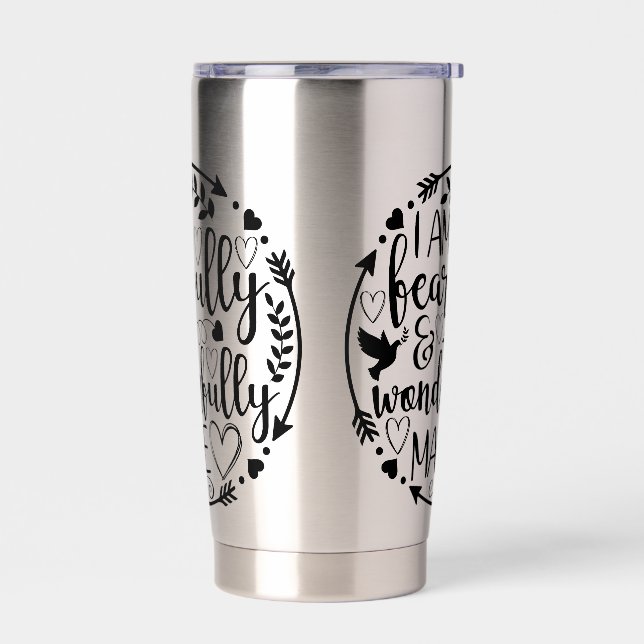 Psalm 39 Wonderfully Made Christian Scripture  Insulated Tumbler (Left)