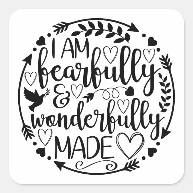 Psalm 39 Wonderfully Made Christian Scripture  Square Sticker (Front)