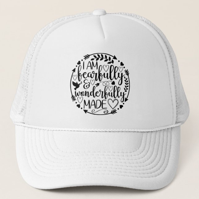 Psalm 39 Wonderfully Made Christian Scripture  Trucker Hat (Front)