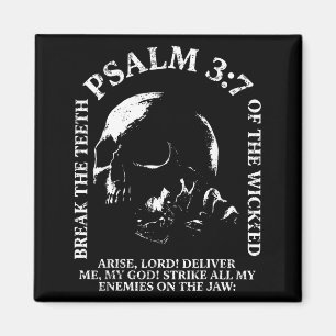 Psalm 3_7 vintage skull christian religious bible magnet