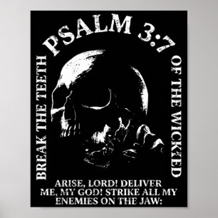 Psalm 3_7 vintage skull christian religious bible poster