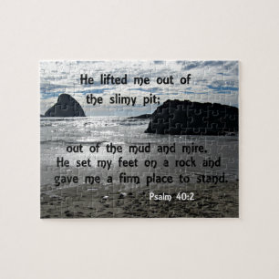 Psalm 40:2 He lifted me out of the slimy pit Jigsaw Puzzle