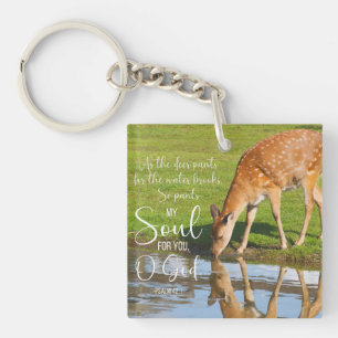 Psalm 42:1 As the Deer Pants for the Water Bible Key Ring