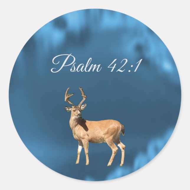 Psalm 42:1 Deer Scripture Round Sticker (Front)
