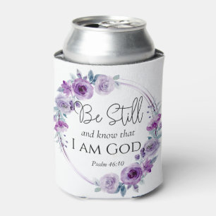 Psalm 46:10 Be Still and Know Bible Purple Floral Can Cooler