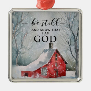 Psalm 46:10 Be Still and Know I Am GOD Winter Snow Metal Ornament