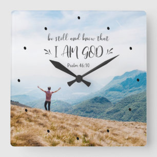 Psalm 46:10 Be Still and Know That I Am GOD Bible Square Wall Clock