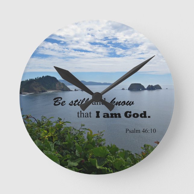 Psalm 46:10 Be still and know that I am God Round Clock (Front)
