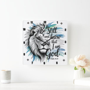 Psalm 46:10 Be Still and Know That I Am God Square Wall Clock
