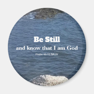 Psalm 46:10 Be Still Photo of Ocean Christian Blue Magnet