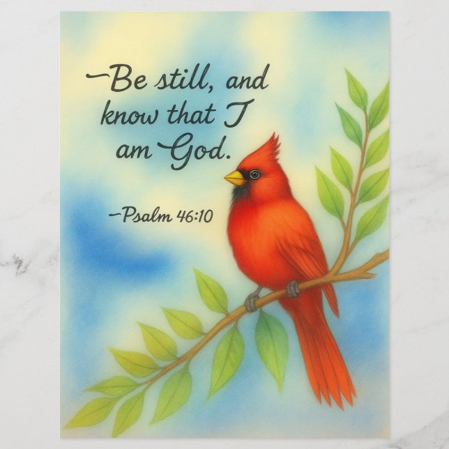 Psalm 46:10 Be Still Red Cardinal Scripture Nature (Front)