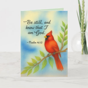 Psalm 46:10 Be Still Red Cardinal Scripture Nature Card