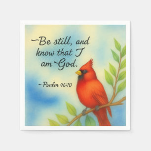 Psalm 46:10 Be Still Red Cardinal Scripture Nature Napkin