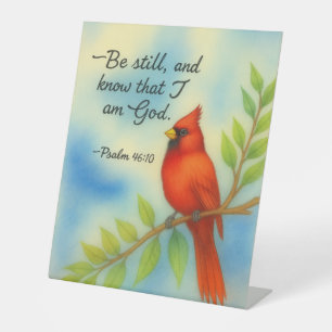 Psalm 46:10 Be Still Red Cardinal Scripture Nature Pedestal Sign