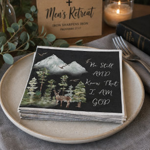 Psalm 46:10 Bible Verse WATERCOLOR Woodland Napkin