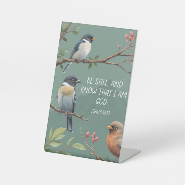 Psalm 46:10 Christian Bible Verse Image  Pedestal Sign (Front)