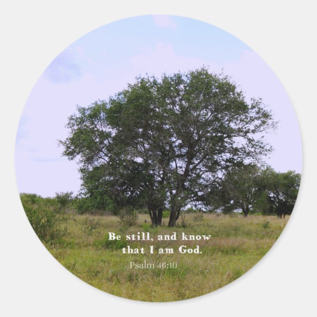 Psalm 46:10 Inspirational Bible Quote Classic Round Sticker (Front)