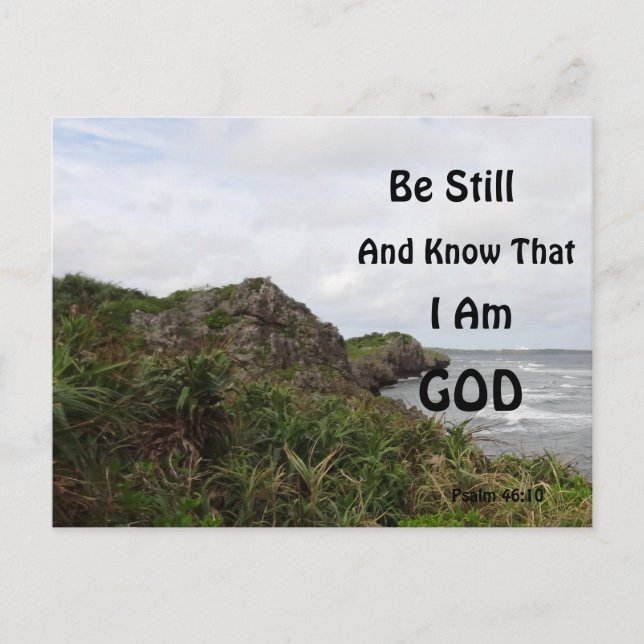 Psalm 46:10 Oceanside Custom Text Christian Postcard (Front)