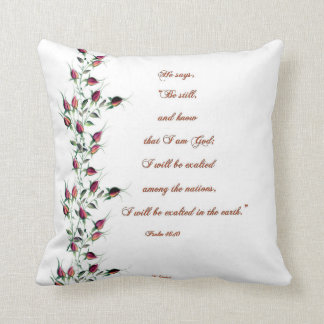 Psalm 46:10 Red Rose Buds Pillow
