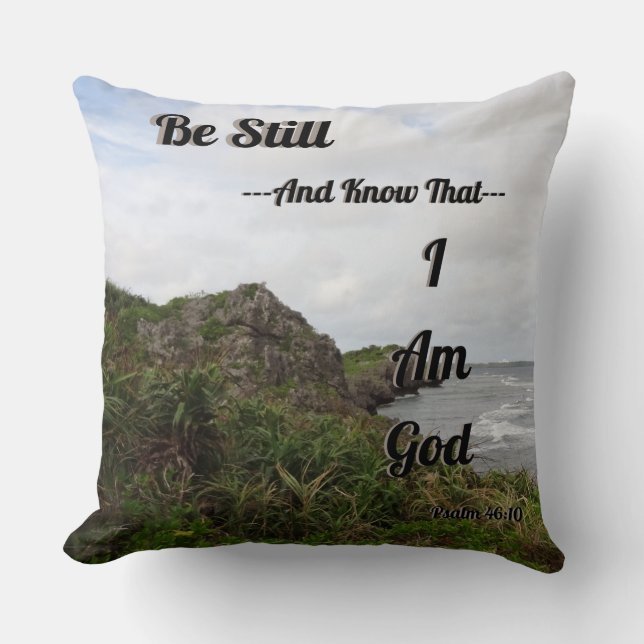 Psalm 46:10 Scenic Bible Verse Cushion (Front)
