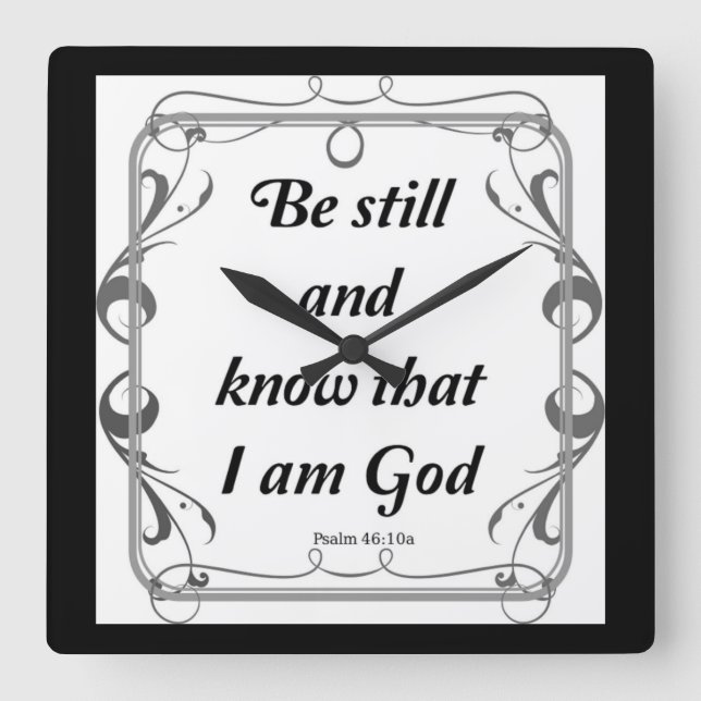PSALM 46-10 SQUARE WALL CLOCK (Front)