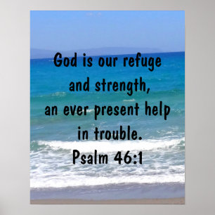 Psalm 46:1 Bible Verse Beach Poster