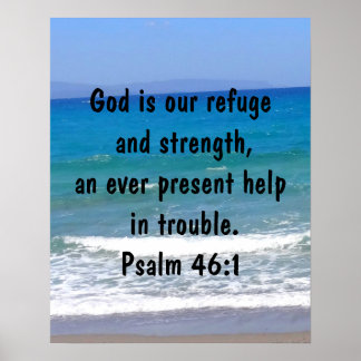 Psalm 46:1 Bible Verse Beach Poster