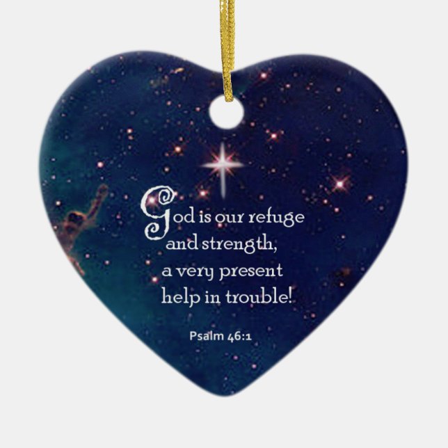 Psalm 46:1 ceramic ornament (Front)