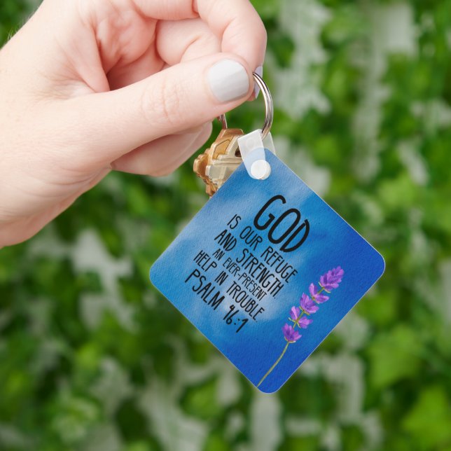 Psalm 46:1 Christian Bible Verse Art Key Ring (Hand)