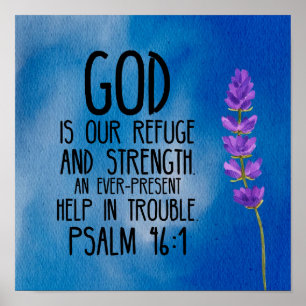 Psalm 46:1 Christian Bible Verse Art Poster