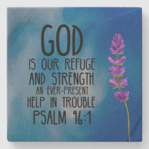 Psalm 46:1 Christian Bible Verse Art Stone Coaster