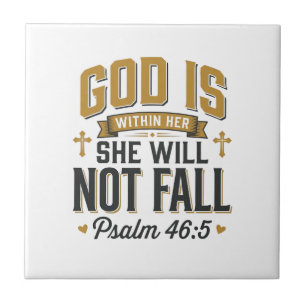 Psalm 46_5 Christian Typography Vector Ceramic Tile