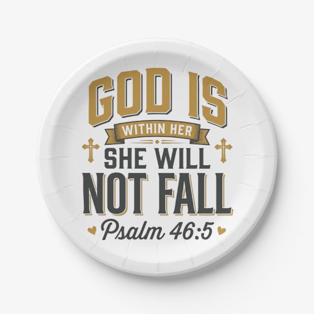 Psalm 46_5 Christian Typography Vector Paper Plate (Front)