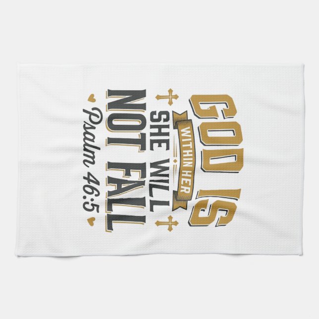 Psalm 46_5 Christian Typography Vector Tea Towel (Horizontal)