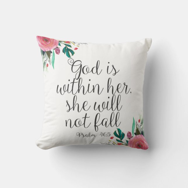 Psalm 46:5 God is within her, Girl Bible Scripture Cushion (Front)