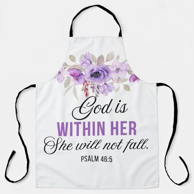 Psalm 46:5 God is within her Scripture Flower Apron (Front)