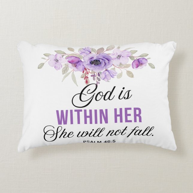 Psalm 46:5 God is within her Scripture Flower Decorative Cushion (Front)