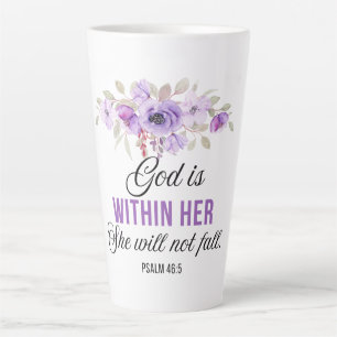 Psalm 46:5 God is within her Scripture Flower Latte Mug