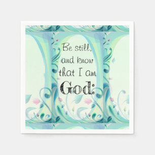 Psalm 46 Be Still Pink Floral Napkin