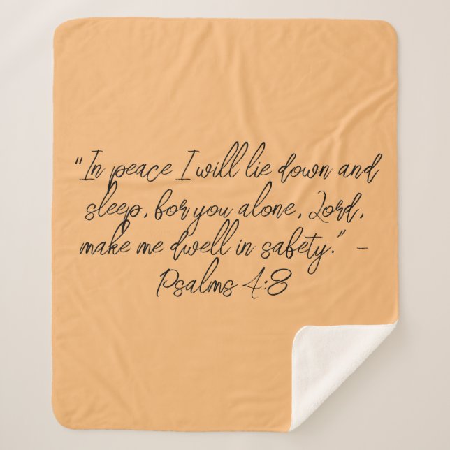Psalm 4:8 Lie Down & Sleep Bible Verse Christian  Sherpa Blanket (Front)