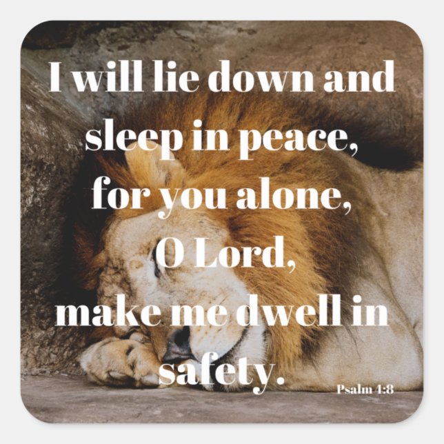 Psalm 4 Calming Bible Verse Square Sticker (Front)