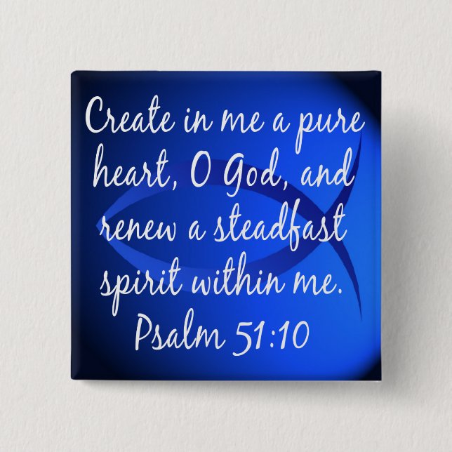 Psalm 51:10 15 cm square badge (Front)